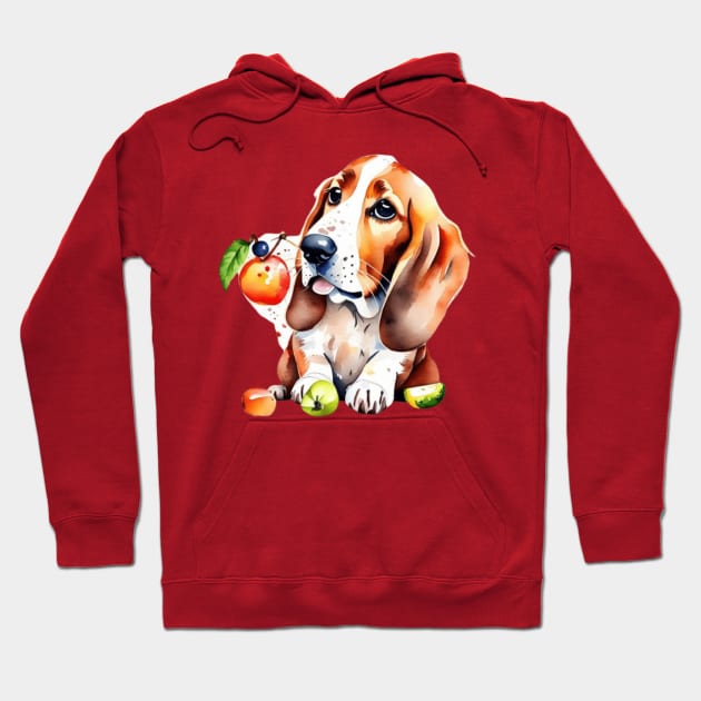 Cute basset hound dog and fruits cute design gift ideas for all Hoodie by WeLoveAnimals